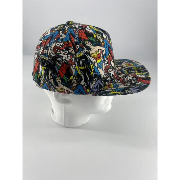 DC Comics Hat Snapback Wonder Women Lady Heroes Multicolor Adult Unisex Black - Picture 4 of 7